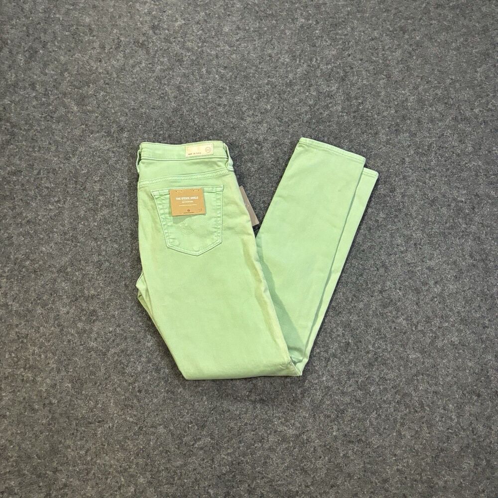 AG Adriano Goldschmied The Stevie Ankle Jeans 27R Green Slim Straight Stretch